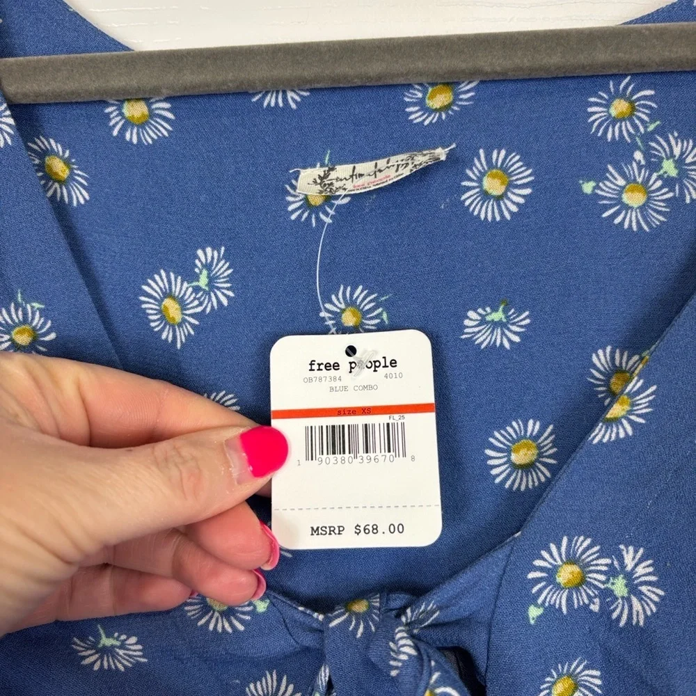 NWT Free People Intimates Forties feel blue daisy bodysuit sz xs